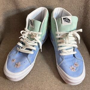 VANS Sz 11 Bob Square Pants Collab Sandy Liang Pastel High-Top Laceup Sneakers